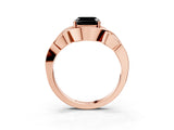 Rose gold Fancy Black Asscher Cut Solitaire Intertwined Band Prong Setting Ring_3