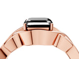 Rose gold Fancy Black Asscher Cut Solitaire Intertwined Band Prong Setting Ring_4