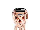 Rose gold Fancy Black Asscher Cut Solitaire Intertwined Band Prong Setting Ring_5