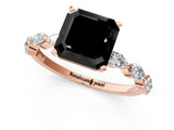 Rose gold Fancy Black Asscher Cut Solitaire Marquise Side Stone Prong Setting Ring_1