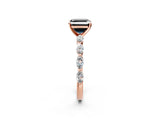 Rose gold Fancy Black Asscher Cut Solitaire Marquise Side Stone Prong Setting Ring_2