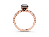 Rose gold Fancy Black Asscher Cut Solitaire Marquise Side Stone Prong Setting Ring_3