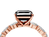 Rose gold Fancy Black Asscher Cut Solitaire Marquise Side Stone Prong Setting Ring_4