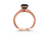 Rose gold Fancy Black Asscher Cut Solitaire Milgrain Engraved Band with Four-Prong Setting_3