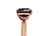 Rose gold Fancy Black Asscher Cut Solitaire Milgrain Engraved Band with Four-Prong Setting_5