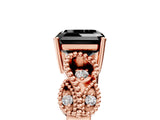 Rose gold Fancy Black Asscher Cut Solitaire Milgrain Leaf Band with Prong Setting_17
