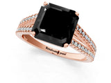 Rose gold Fancy Black Asscher Cut Solitaire Split Shank Pavé Diamond Engagement Ring_1
