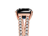 Rose gold Fancy Black Asscher Cut Solitaire Split Shank Pavé Diamond Engagement Ring_5
