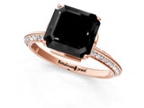 Rose gold Fancy Black Asscher Cut Solitaire Split Shank Pave Diamond Engagement Ring with Four-Prong Setting_1