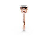 Rose gold Fancy Black Asscher Cut Solitaire Split Shank Pave Diamond Engagement Ring with Four-Prong Setting_2