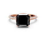 Rose gold Fancy Black Asscher Cut Solitaire Split Shank Pave Diamond Engagement Ring with Four-Prong Setting_24
