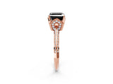 Rose gold Fancy Black Asscher Cut Solitaire Split Shank Pave Diamond Engagement Ring with Four-Prong Setting_26