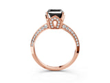 Rose gold Fancy Black Asscher Cut Solitaire Split Shank Pave Diamond Engagement Ring with Four-Prong Setting_27