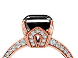 Rose gold Fancy Black Asscher Cut Solitaire Split Shank Pave Diamond Engagement Ring with Four-Prong Setting_28