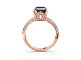 Rose gold Fancy Black Asscher Cut Solitaire Split Shank Pave Diamond Engagement Ring with Four-Prong Setting_3