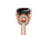 Rose gold Fancy Black Asscher Cut Solitaire Split Shank Pave Diamond Engagement Ring with Four-Prong Setting_5