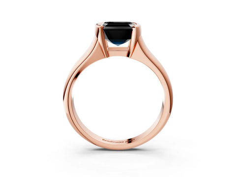 Rose gold Fancy Black Asscher Cut Solitaire Tension Set Diamond Ring with Split Shank Band_3
