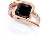 Rose gold Fancy Black Asscher Cut Solitaire Tension-Set Diamond Split Shank Ring_1