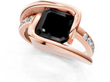 Rose gold Fancy Black Asscher Cut Solitaire Tension-Set Diamond Split Shank Ring_7
