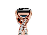 Rose gold Fancy Black Asscher Cut Solitaire Twist Pave Diamond Engagement Ring with Prong Setting_5