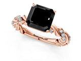Rose gold Fancy Black Asscher Cut Solitaire Twisted Band with Pavé Accents and Four-Prong Setting_1