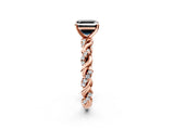 Rose gold Fancy Black Asscher Cut Solitaire Twisted Band with Pavé Accents and Four-Prong Setting_2