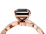 Rose gold Fancy Black Asscher Cut Solitaire Twisted Pave Band with Four-Prong Setting_7