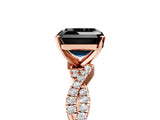 Rose gold Fancy Black Asscher Cut Solitaire Twisted Pave Band with Four-Prong Setting_8