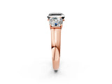 Rose gold Fancy Black Asscher Cut Three-Stone Diamond Ring with Prong Setting on a Classic Band_14