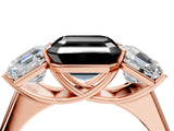 Rose gold Fancy Black Asscher Cut Three-Stone Diamond Ring with Prong Setting on a Classic Band_16