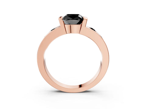 Rose gold Fancy Black Cushion Cut Brilliant Channel-Set Diamond Ring with Bezel Prong Setting_3