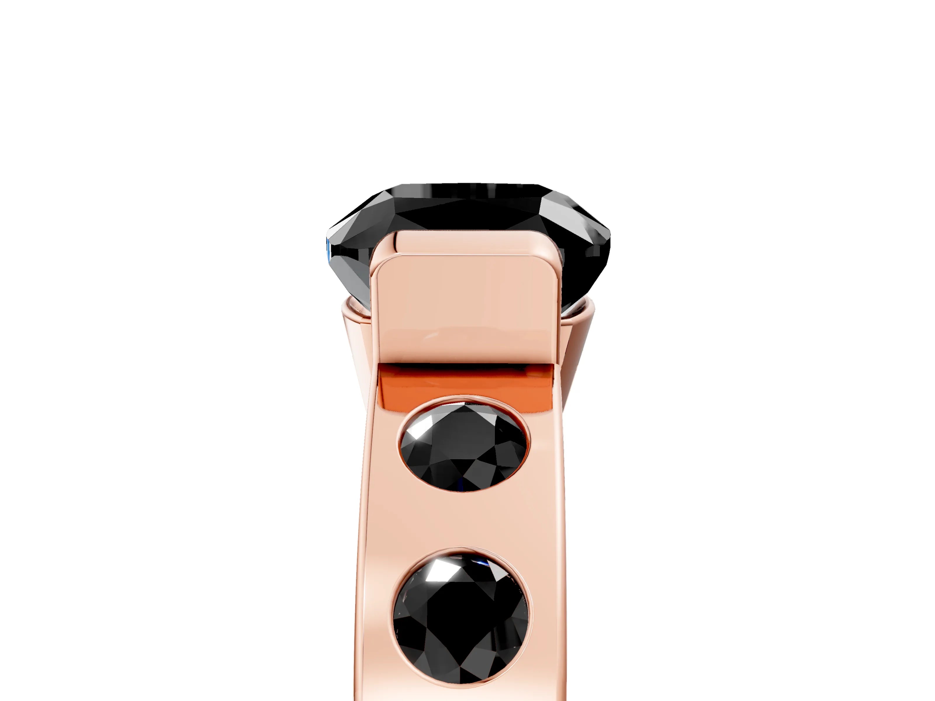 Rose gold Fancy Black Cushion Cut Brilliant Channel-Set Diamond Ring with Bezel Prong Setting_5