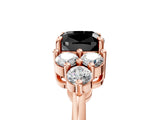 Rose gold Fancy Black Cushion Cut Brilliant Diamond Cluster Accent Solitaire Ring with Prong Setting_5