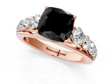 Rose gold Fancy Black Cushion Cut Brilliant Diamond Pavé Band with Six-Prong Setting_1