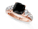 Rose gold Fancy Black Cushion Cut Brilliant Diamond Pavé Band with Six-Prong Setting_13