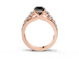 Rose gold Fancy Black Cushion Cut Brilliant Diamond Pavé Band with Six-Prong Setting_15