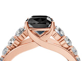 Rose gold Fancy Black Cushion Cut Brilliant Diamond Pavé Band with Six-Prong Setting_16