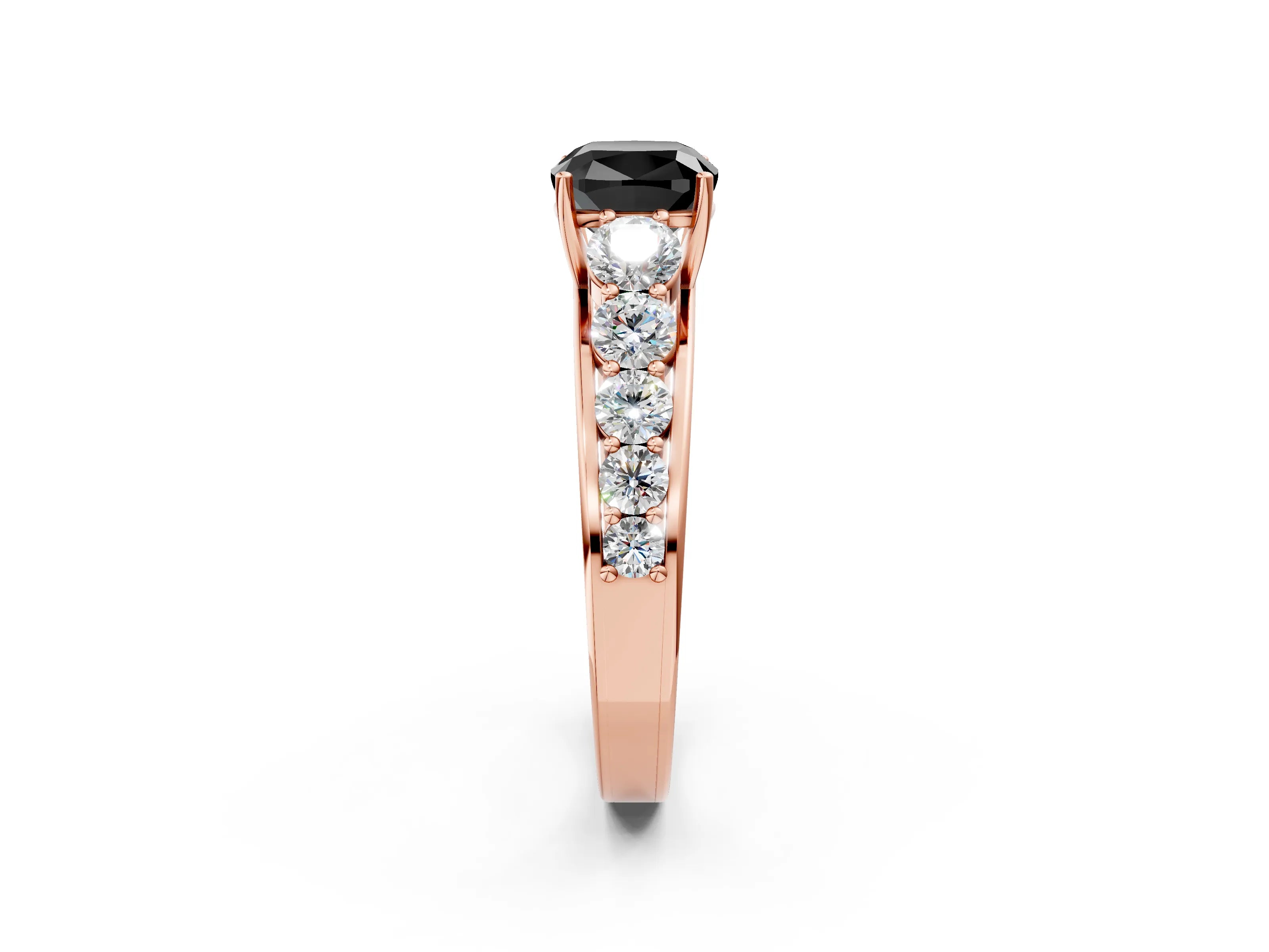 Rose gold Fancy Black Cushion Cut Brilliant Diamond Pavé Band with Six-Prong Setting_2