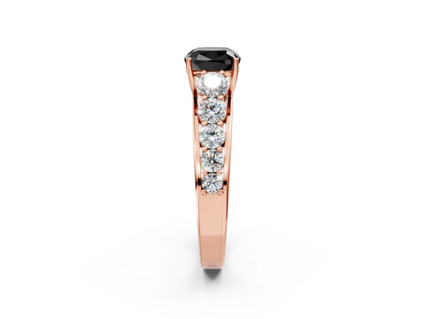 Rose gold Fancy Black Cushion Cut Brilliant Diamond Pavé Band with Six-Prong Setting_2