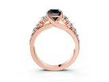 Rose gold Fancy Black Cushion Cut Brilliant Diamond Pavé Band with Six-Prong Setting_3