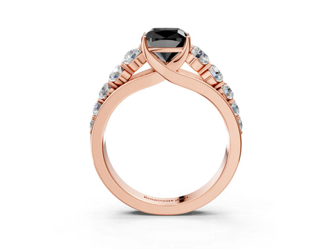 Rose gold Fancy Black Cushion Cut Brilliant Diamond Pavé Band with Six-Prong Setting_3