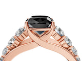 Rose gold Fancy Black Cushion Cut Brilliant Diamond Pavé Band with Six-Prong Setting_4