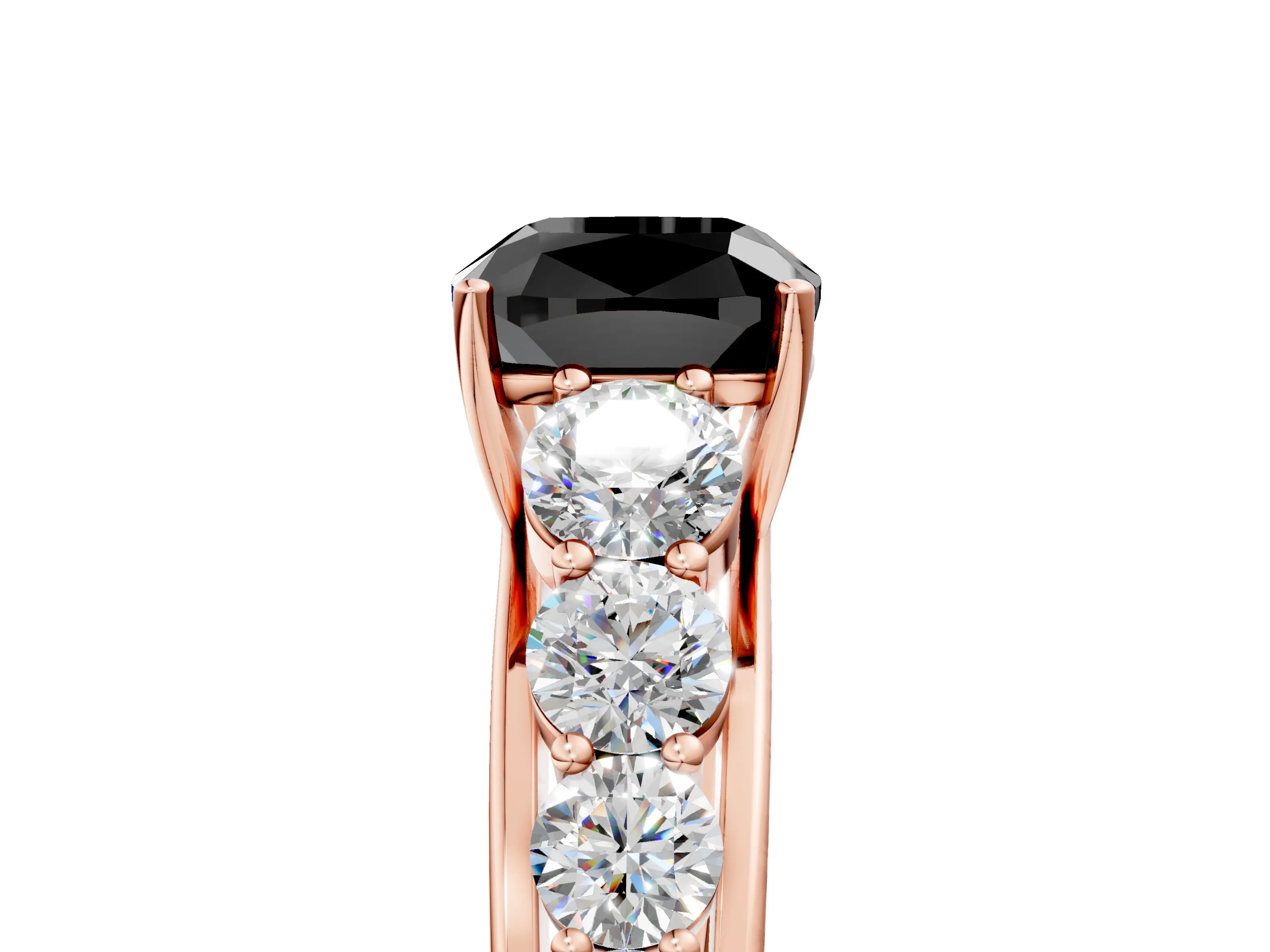 Rose gold Fancy Black Cushion Cut Brilliant Diamond Pavé Band with Six-Prong Setting_5