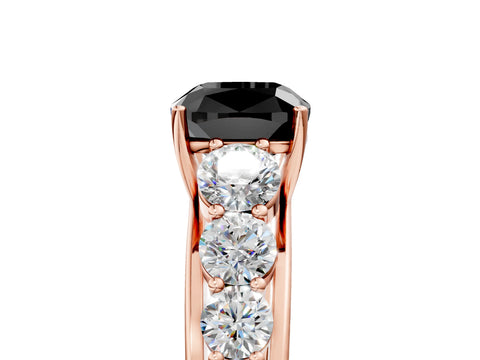 Rose gold Fancy Black Cushion Cut Brilliant Diamond Pavé Band with Six-Prong Setting_5