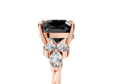 Rose gold Fancy Black Cushion Cut Brilliant Diamond Solitaire Ring with Pear Side Stones and Four-Prong Setting_8