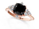 Rose gold Fancy Black Cushion Cut Brilliant Diamond with Cluster Setting on a Beaded Band and Four-Prong Setting_1