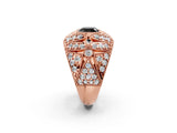 Rose gold Fancy Black Cushion Cut Brilliant Halo Pave Diamond Milgrain Ring_2
