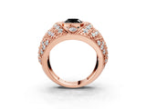 Rose gold Fancy Black Cushion Cut Brilliant Halo Pave Diamond Milgrain Ring_3