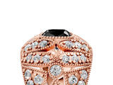 Rose gold Fancy Black Cushion Cut Brilliant Halo Pave Diamond Milgrain Ring_5