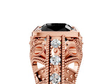 Rose gold Fancy Black Cushion Cut Brilliant Milgrain Filigree Diamond Ring with Square Prong Setting_5